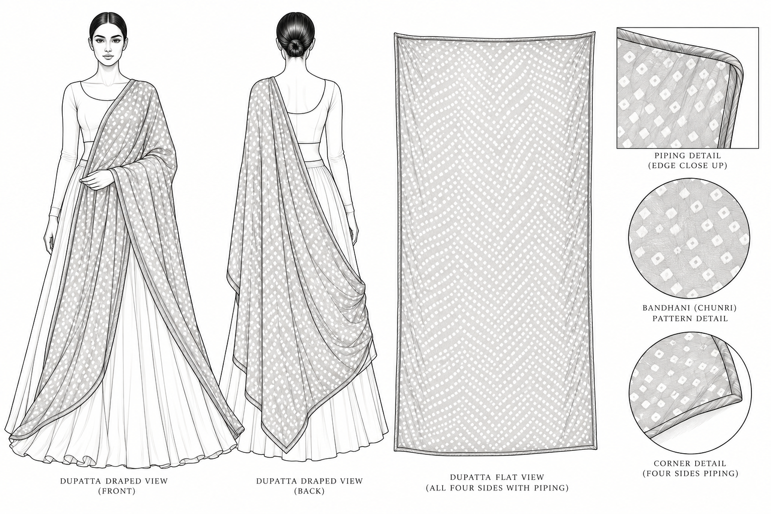 GULNAR DUPPATA construction details (sketch)